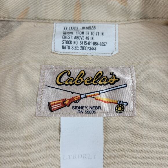 VTG Cabelas Western Sage Combat Coat Mens 2XL Tan Pink Military Jacket Hunt 87' - Picture 2 of 16